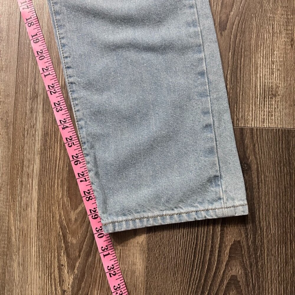 Straight Leg Denim Mens Regular 31x32 Light Blue Wash Zip Classic Minimalist - Picture 7 of 8